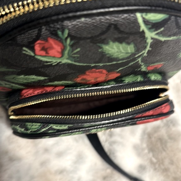 🎒COACH MINI COURT BACKPACK LEATHER SIG W/ROSE 🌹PRINT!✨BRAND NEW✨SOLD OUT! NWT! - Picture 12 of 13
